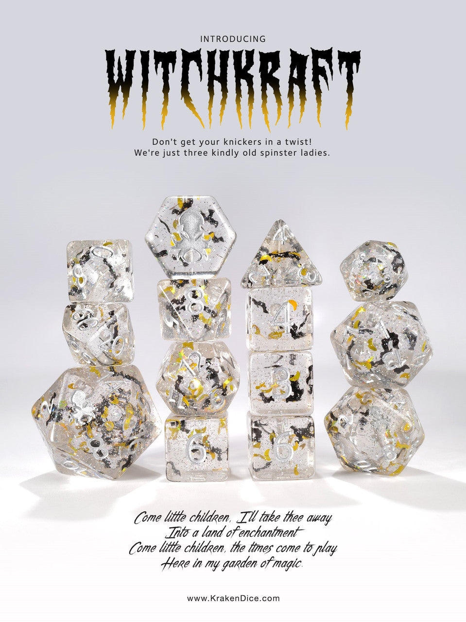 WitchKraft Silver Ink 14pc Limited Edition Dice Set